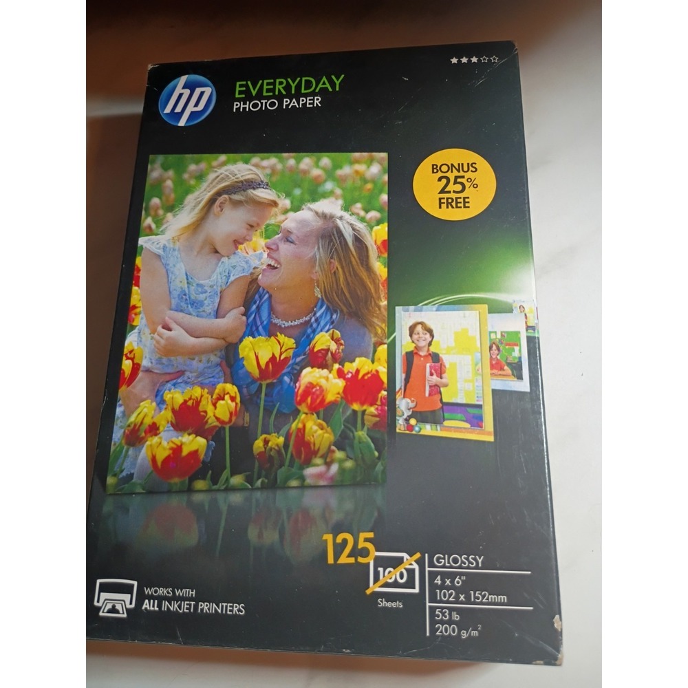 HP Everyday Photo Paper Glossy 4x6 125 Sheets Inkjet Printer SF776A